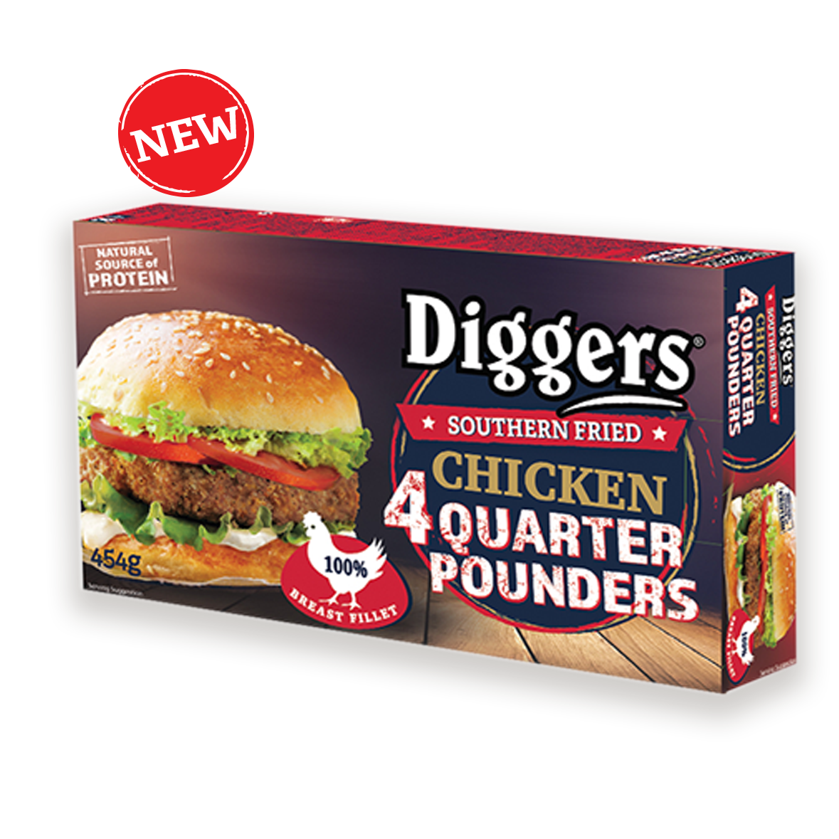 Diggers Southern Fried Chicken Quarter Pounders Burgers